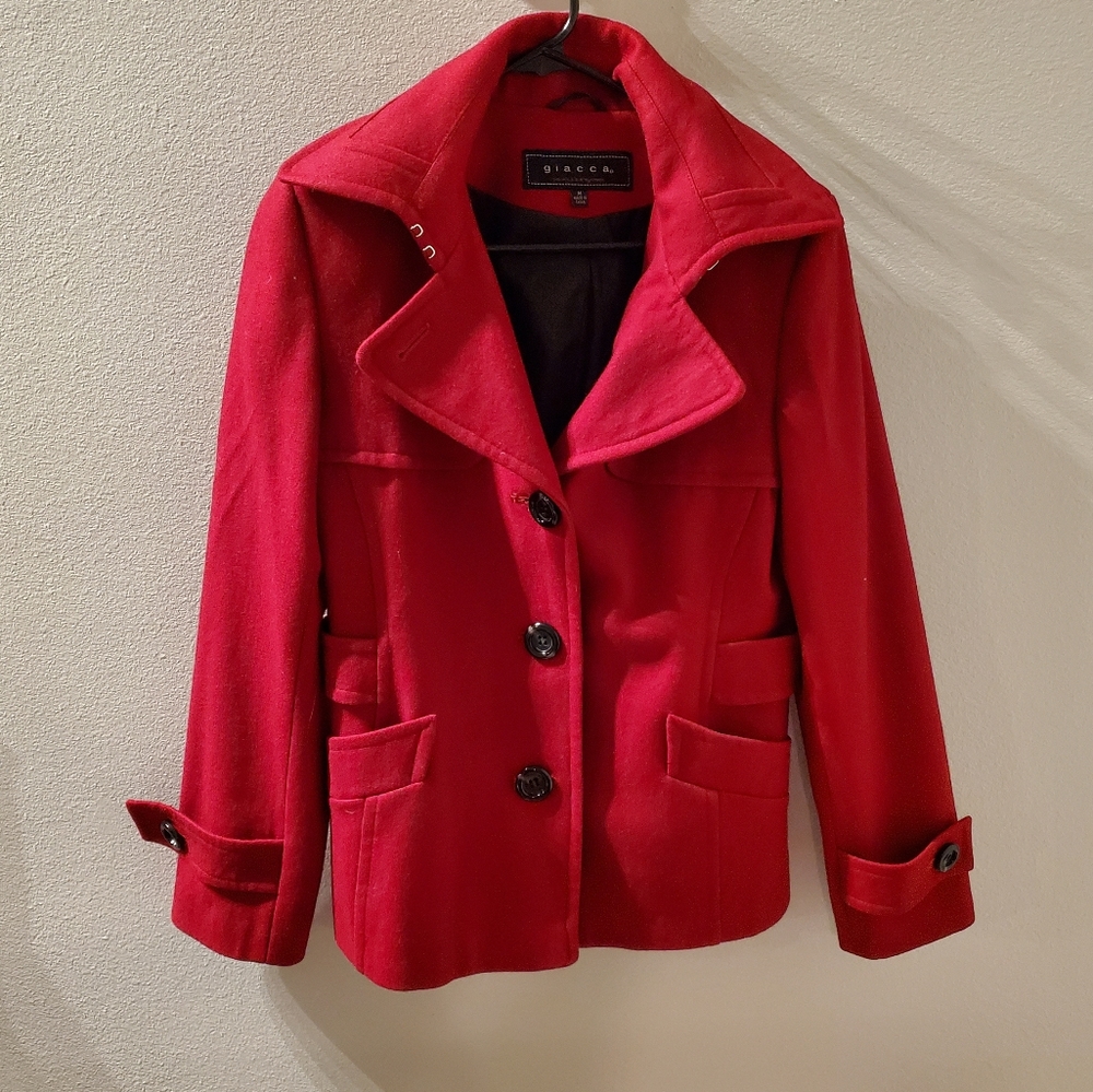 Giacca Red Wool Pea Coat